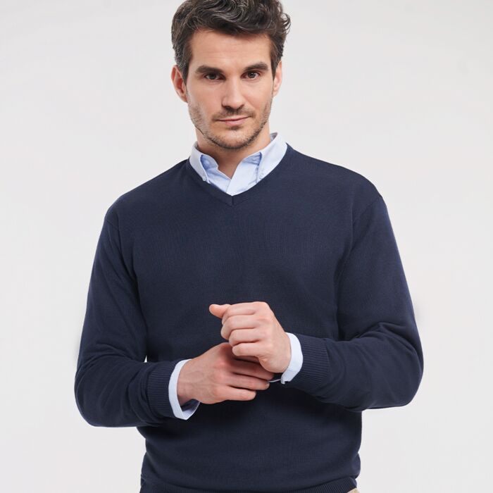 Russell Collection Cotton Acrylic V Neck Sweater Thumbnail