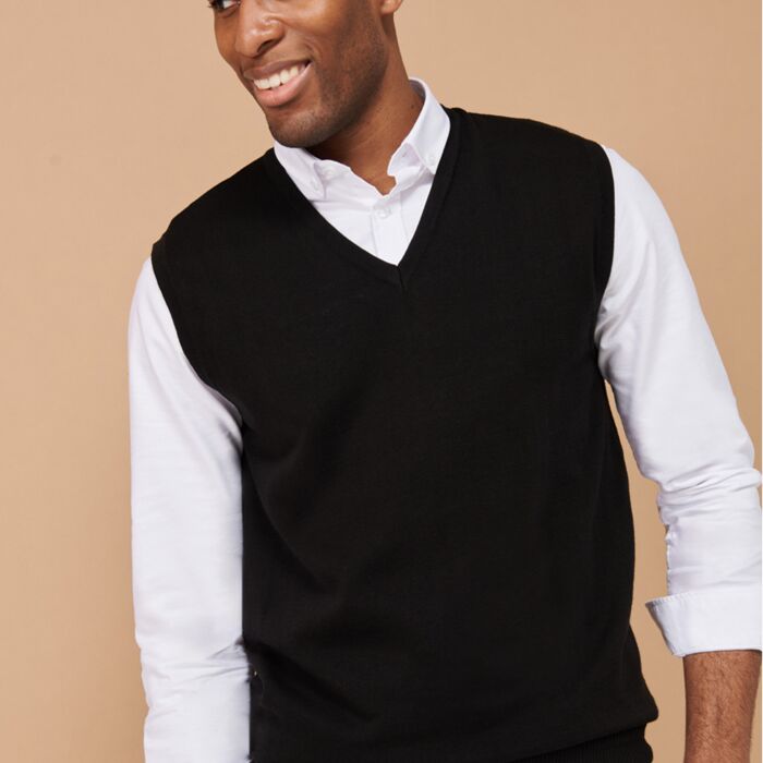 Henbury Lightweight Sleeveless Cotton Acrylic V Neck Sweater Thumbnail