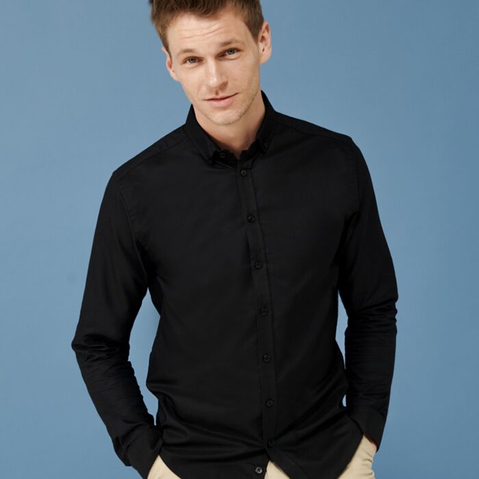 Henbury Modern Long Sleeve Slim Fit Oxford Shirt Thumbnail